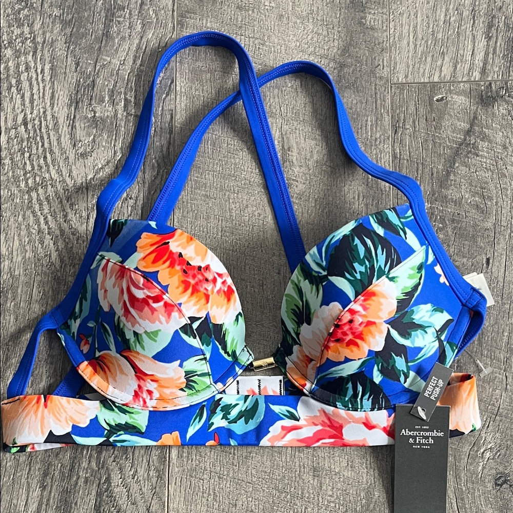 Abercrombie & Fitch Blue Floral Bikini Top